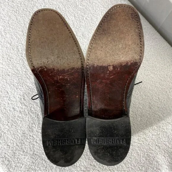 Vintage Florsheim Black Leather Lexington Wingtip Oxford Lace Up Dress Shoes 7D - Picture 7 of 14